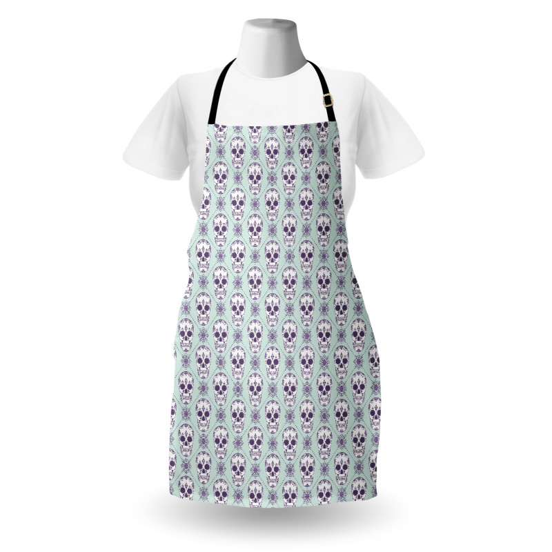 Floral Damask Skulls Apron