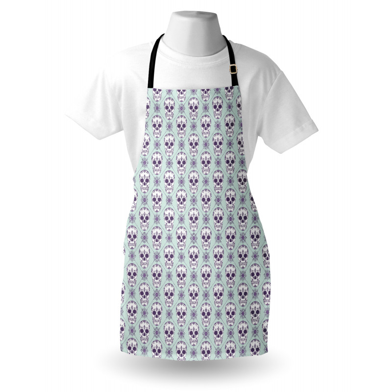 Floral Damask Skulls Apron