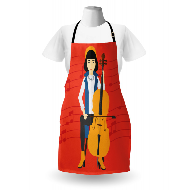 Cartoon Woman Playing Music Apron