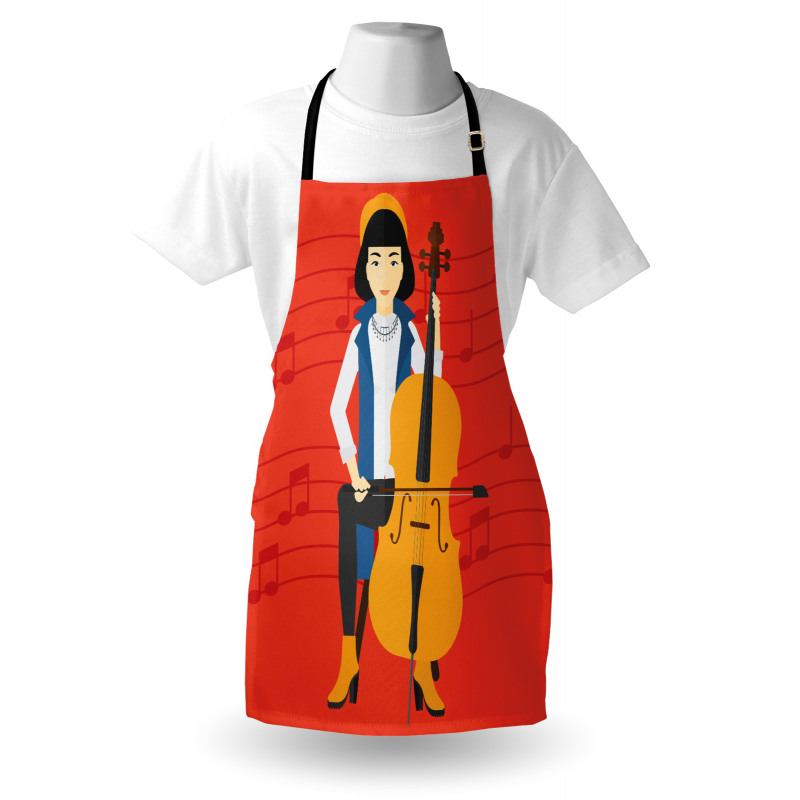 Cartoon Woman Playing Music Apron