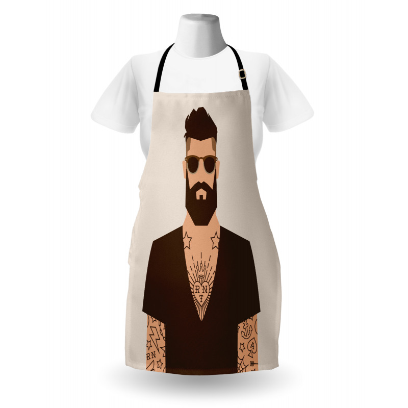 Tattooed Hipster Cartoon Apron