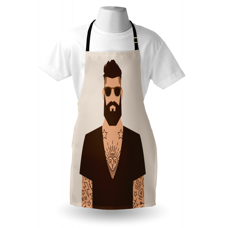 Tattooed Hipster Cartoon Apron