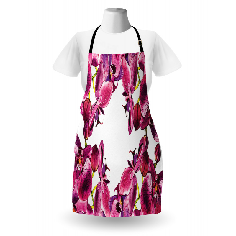 Fresh Spring Orchids Art Apron