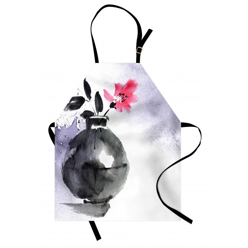 Watercolor Coral Vase Orchid Apron