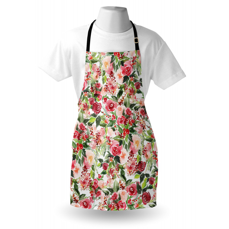 Roses Berries Bouquet Art Apron