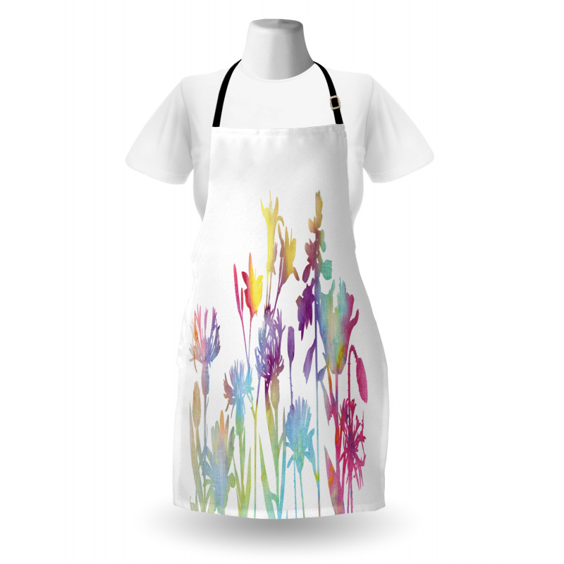 Colorful Ombre Floral Art Apron