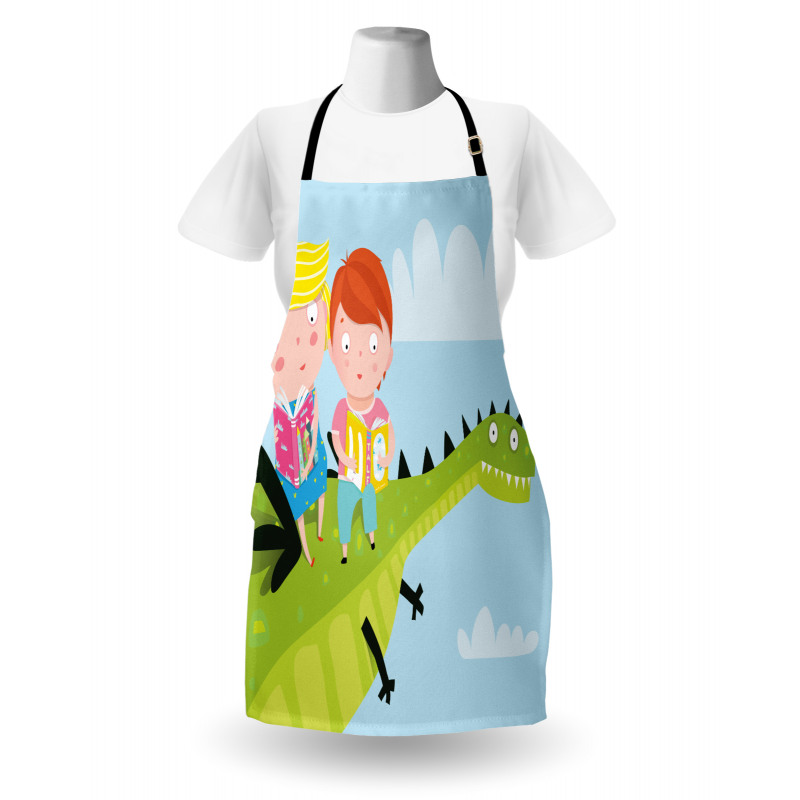 Boy Girl Sitting on Dragon Apron