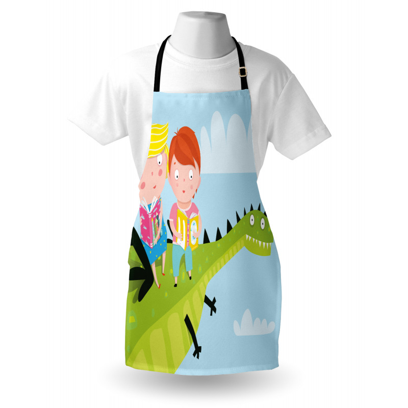 Boy Girl Sitting on Dragon Apron