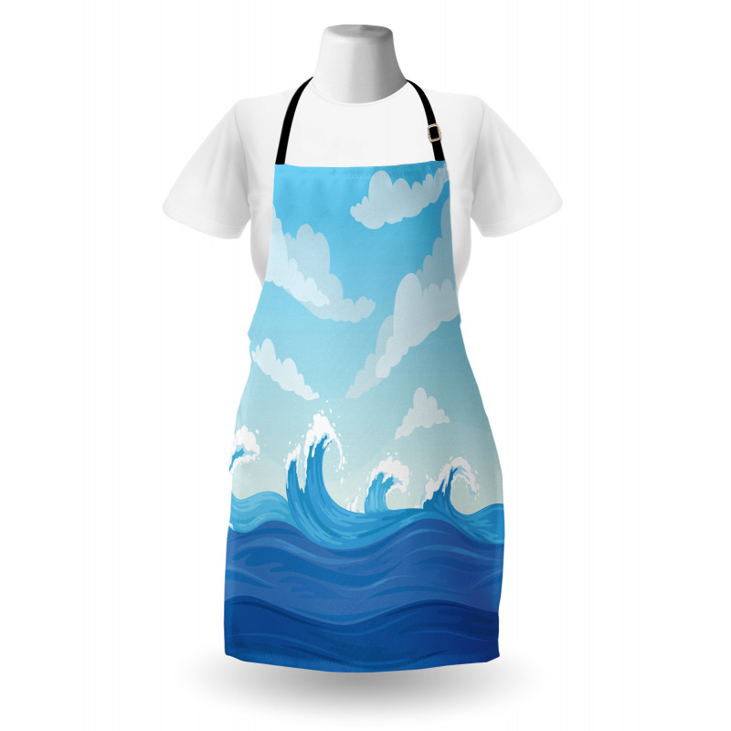 Blue Tones Ocean Illustration Apron