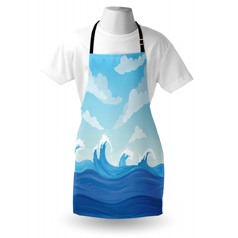 Blue Tones Ocean Illustration Apron