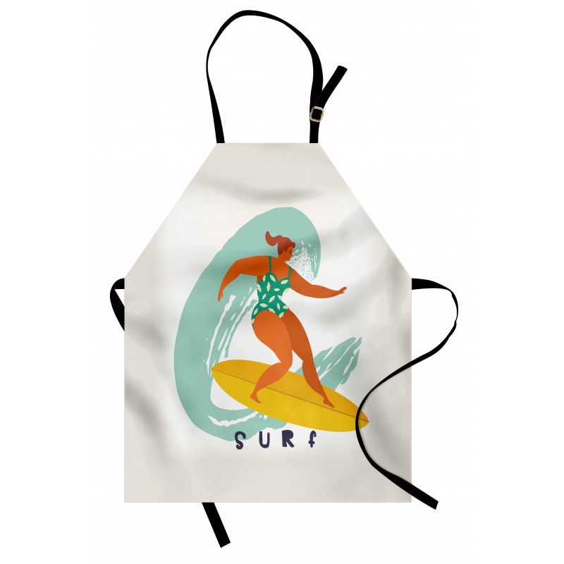 Woman Surfer on the Waves Art Apron