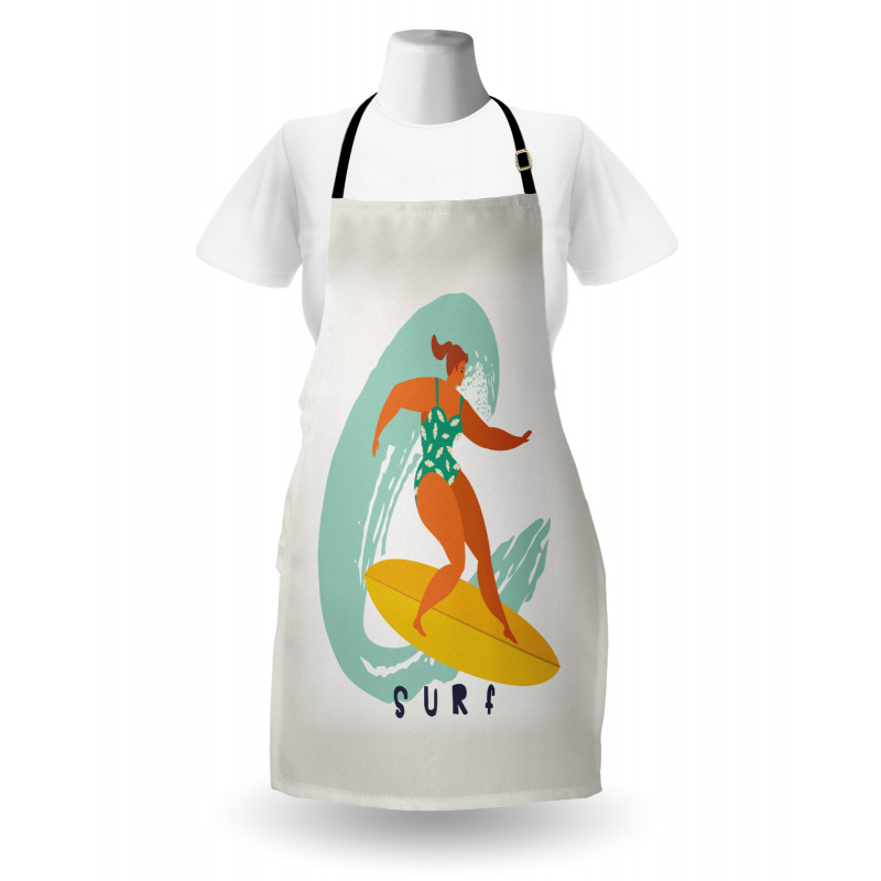 Woman Surfer on the Waves Art Apron