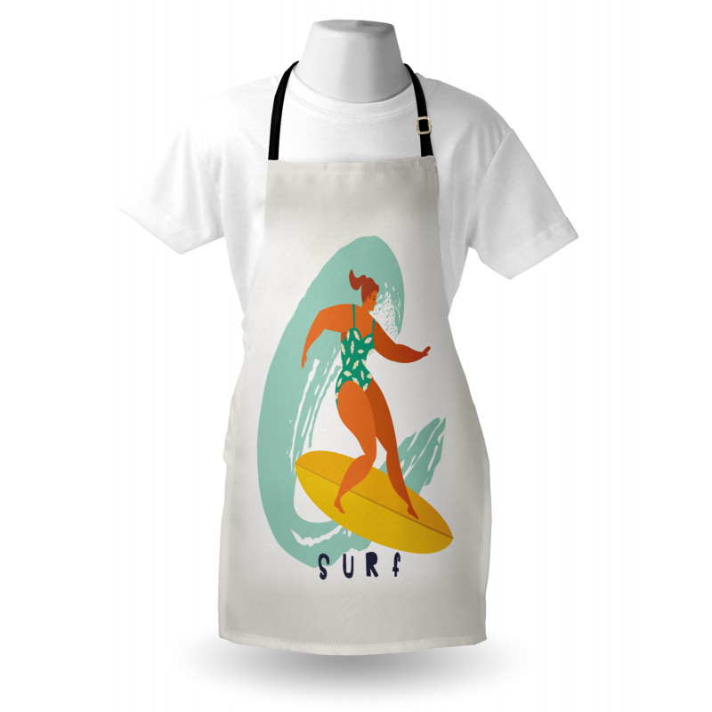 Woman Surfer on the Waves Art Apron