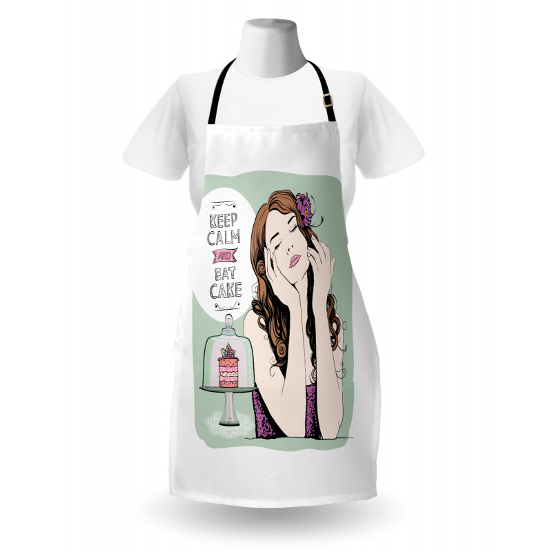 Eat Cake Text and Woman Apron