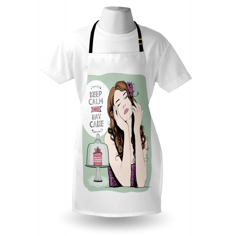 Eat Cake Text and Woman Apron