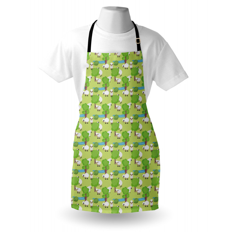 Cartoon Sheep in Forest Apron