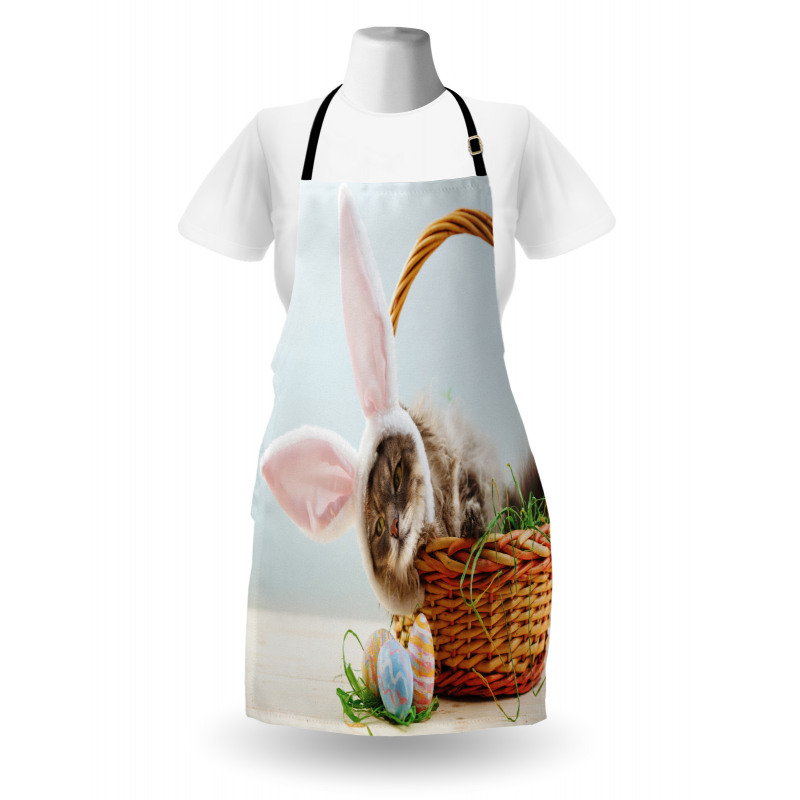 Cat as Easter Rabbit Apron