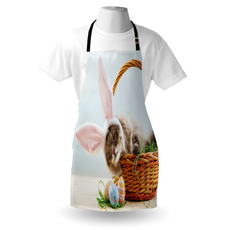 Cat as Easter Rabbit Apron