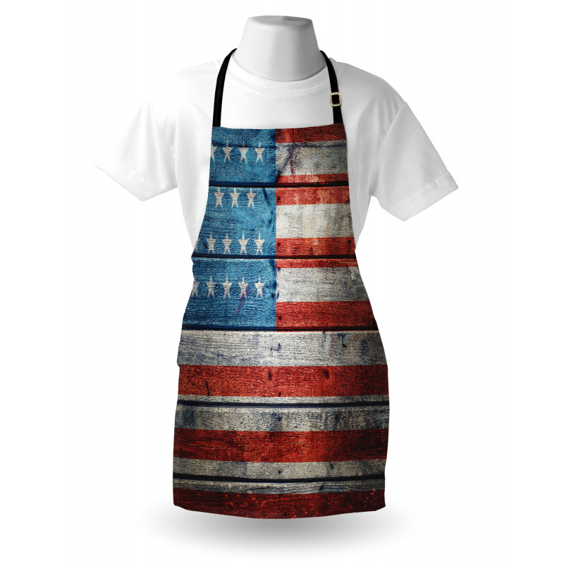 Eskitme Mutfak Önlüğü Tahta ile ABD Bayrağı