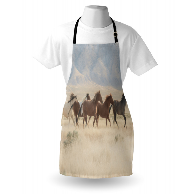 Wild Mustang Horses Art Apron