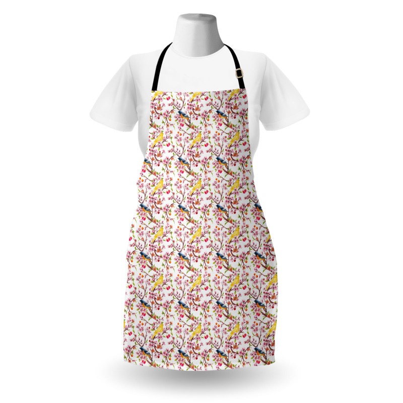 Sakura Branches and Birds Apron