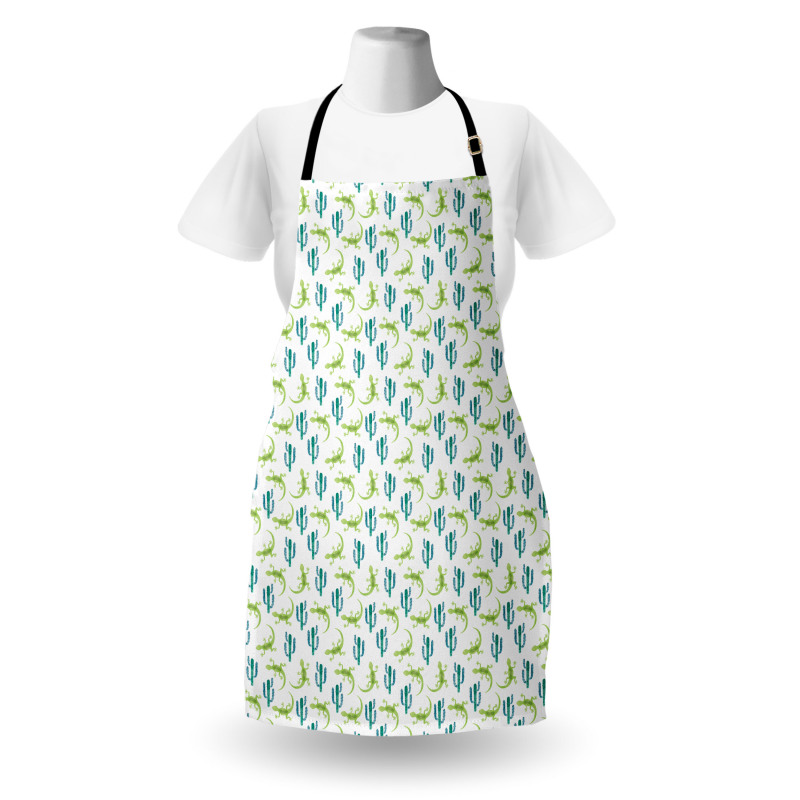 Watercolor Lizards and Cacti Apron