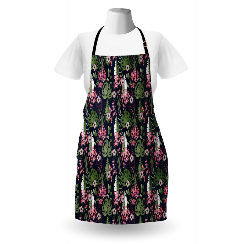 Palm Leaves Flowers Apron