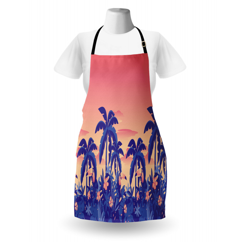 Palm Tree Toucan Sunset Art Apron