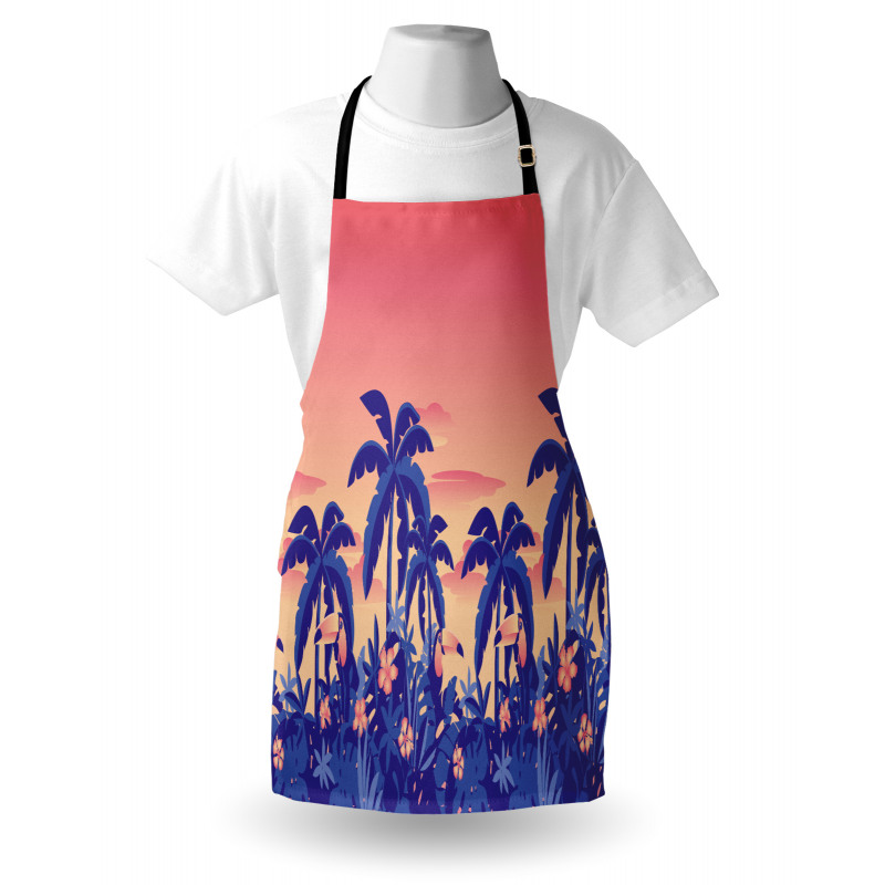 Palm Tree Toucan Sunset Art Apron