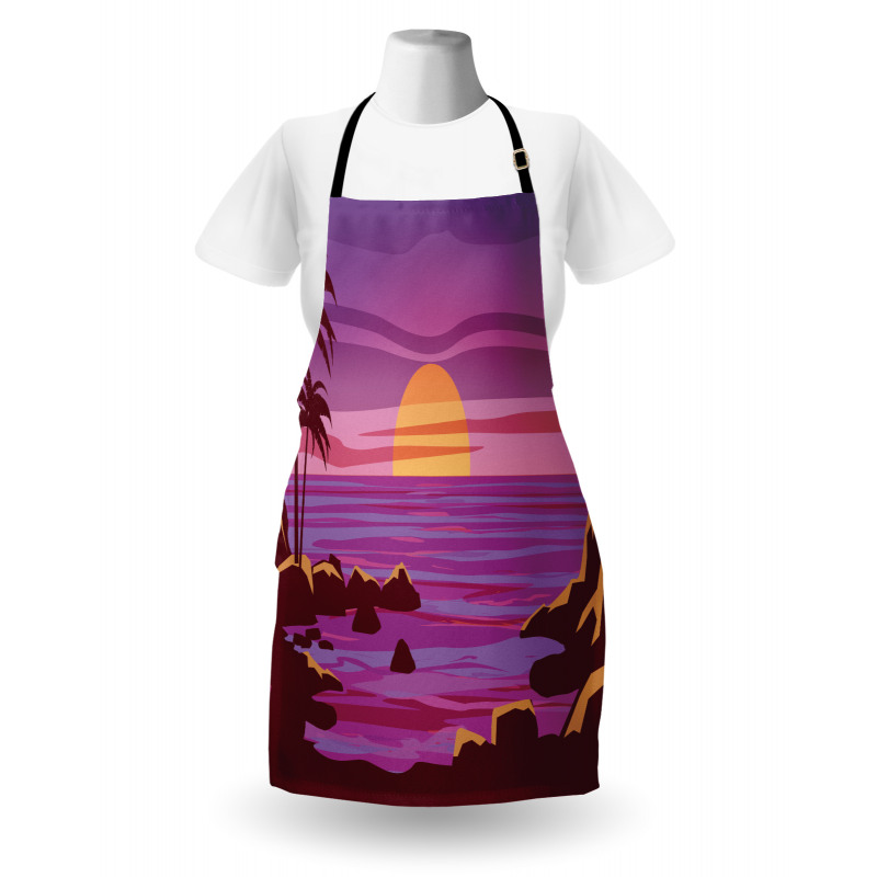 Retro Style Cartoon Beach Apron