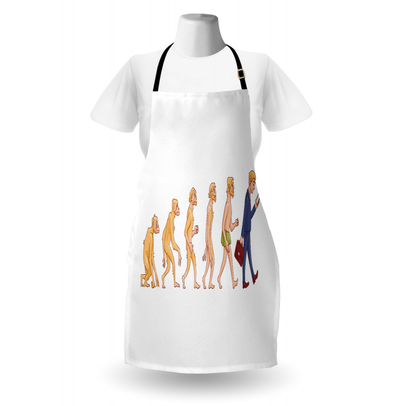 Ape to Man Cartoon Design Apron