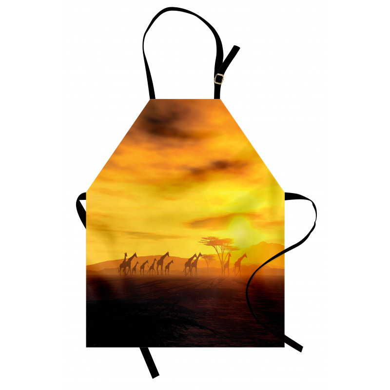 Dramatic Sunset Giraffes Apron