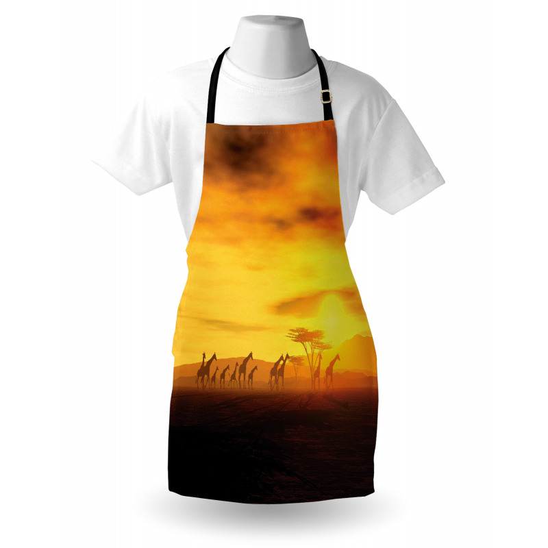 Dramatic Sunset Giraffes Apron