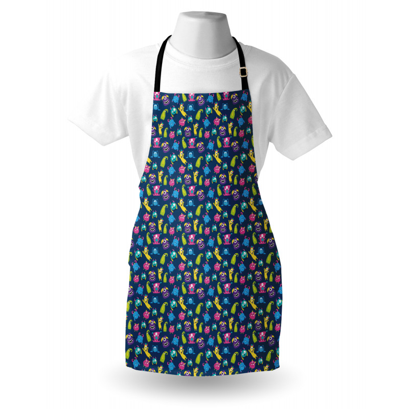 Funny Monsters Making Faces Apron