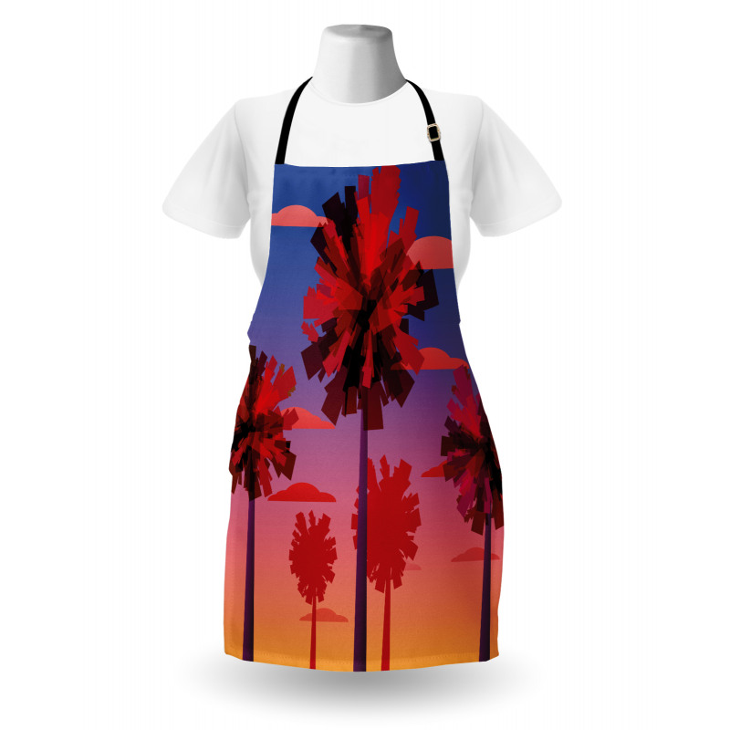 Modern Sunset Tropic Trees Apron