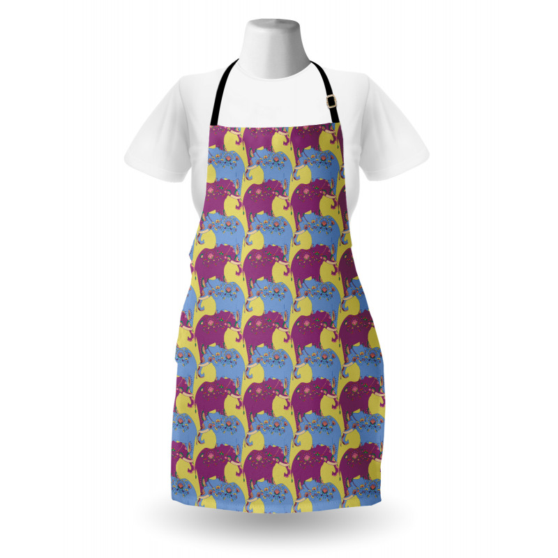 Oriental Floral Elephants Apron