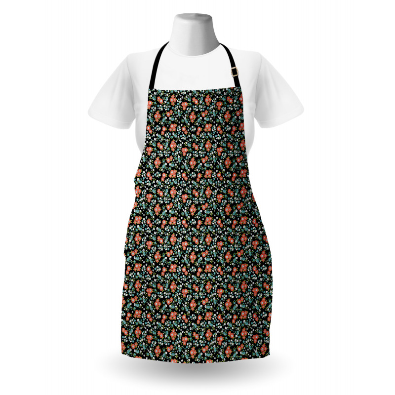 Flowers Bloom on Dark Apron