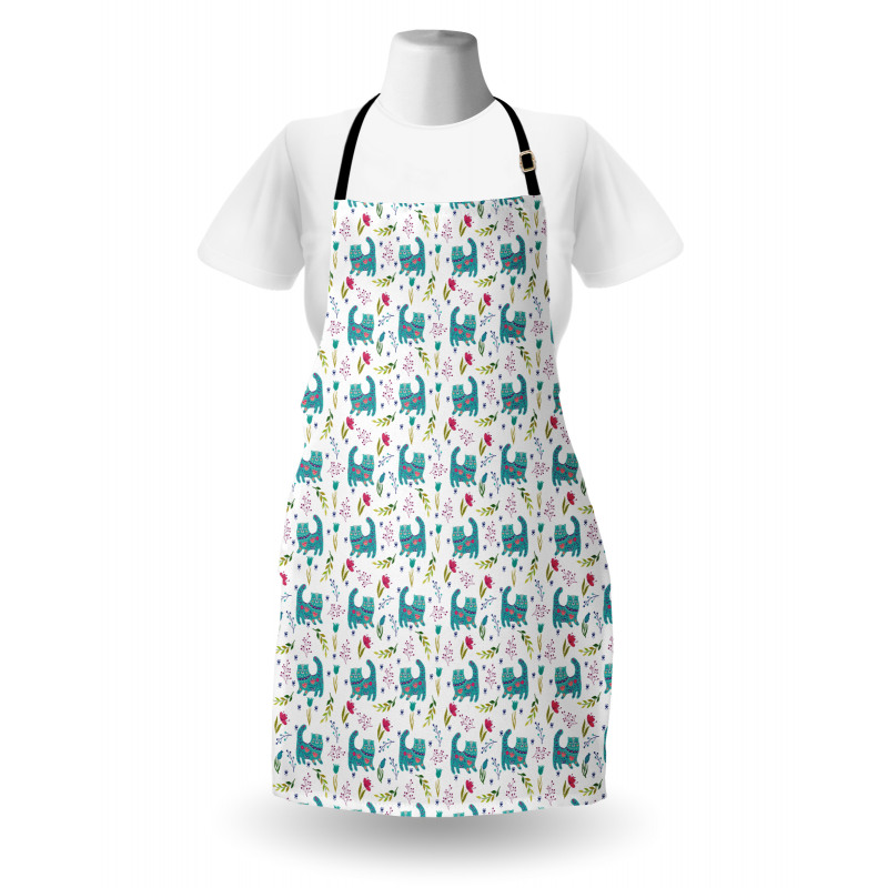 Folkloric Ornate Happy Cat Apron