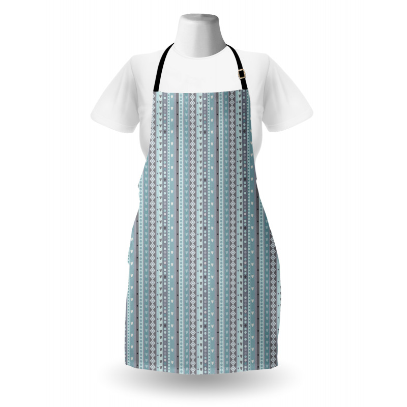 Dot Rhomb and Heart Lines Apron