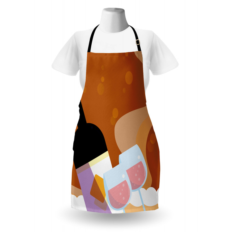 Rose Wine Bottle Cartoon Apron