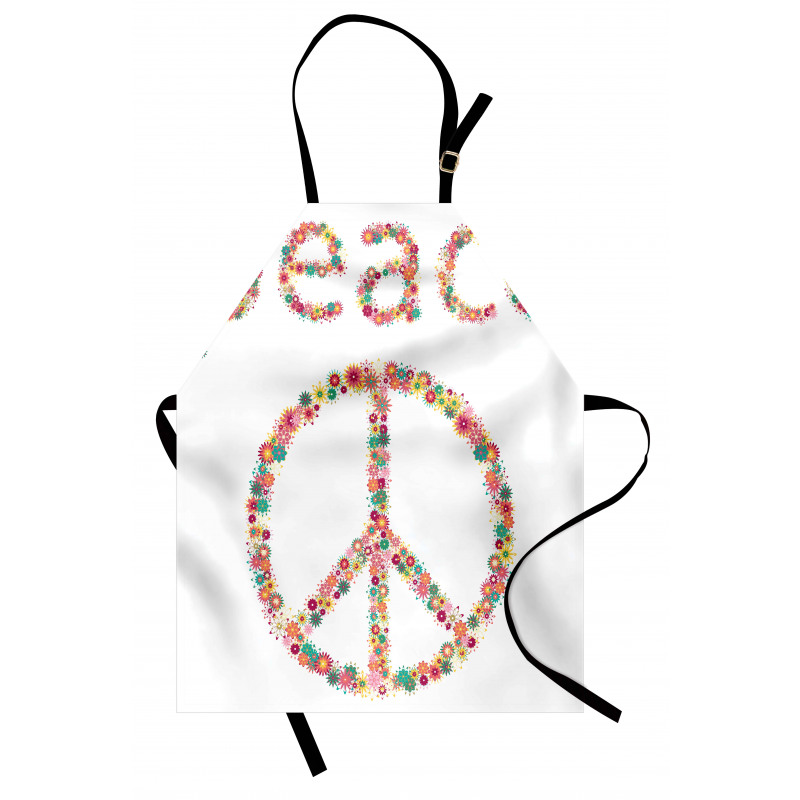 Rengarenk Mutfak Önlüğü Barış Sembolü Çiçekler Hippi Teması