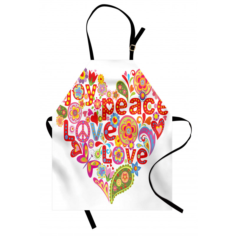 Hippie Floral Heart Sign Apron