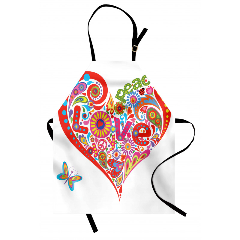 Colorful Peace Heart Apron