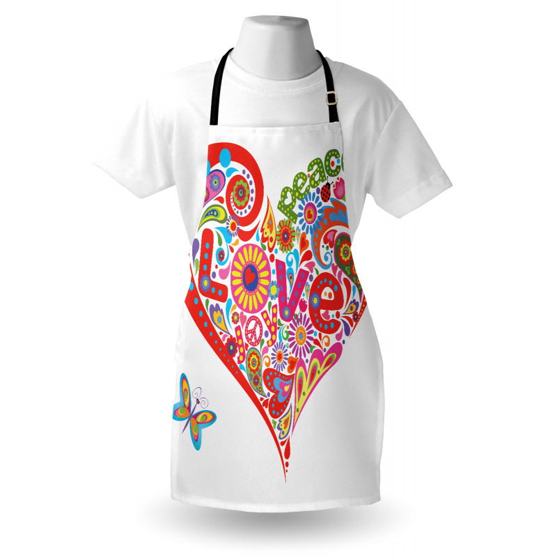 Colorful Peace Heart Apron