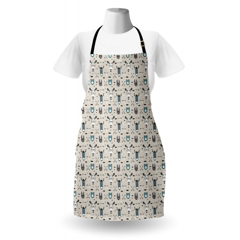 Childish Reindeer Heads Art Apron