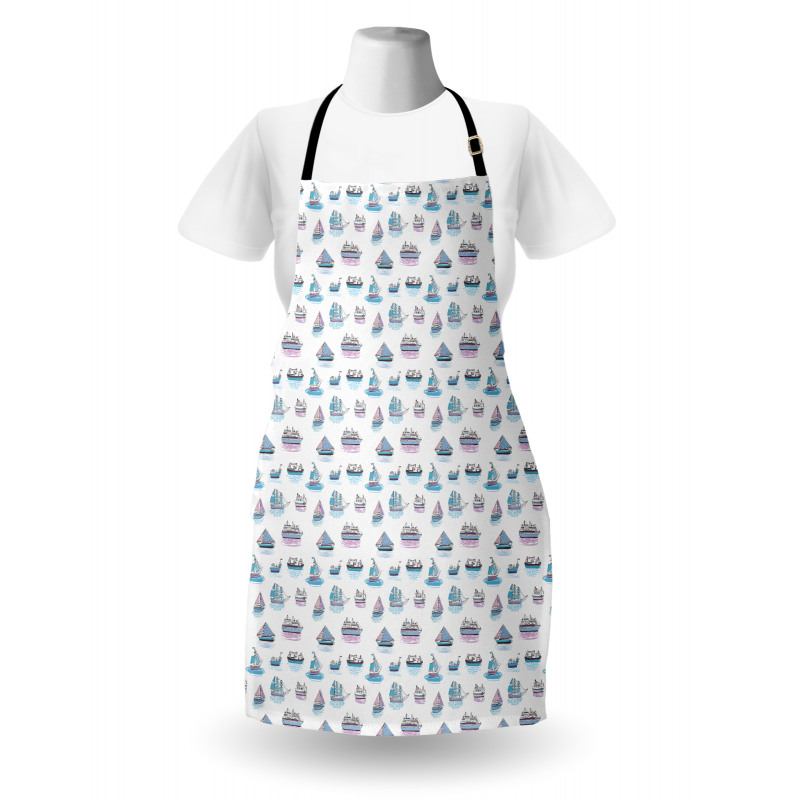 Watercolor Boats Sailing Apron