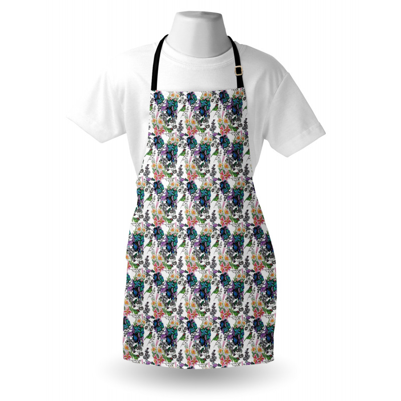 Summer Flowers Exotic Bird Apron