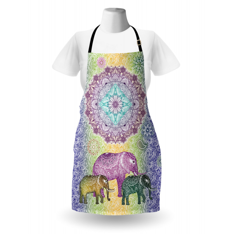 Eastern Elephants Flowers Apron