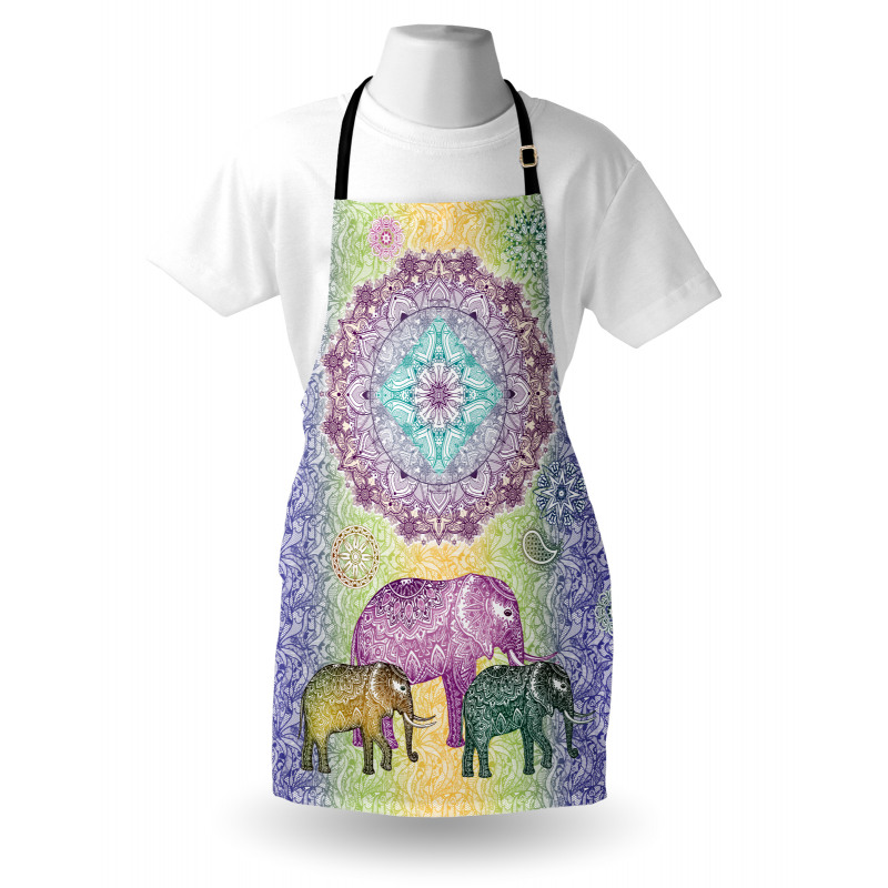 Eastern Elephants Flowers Apron