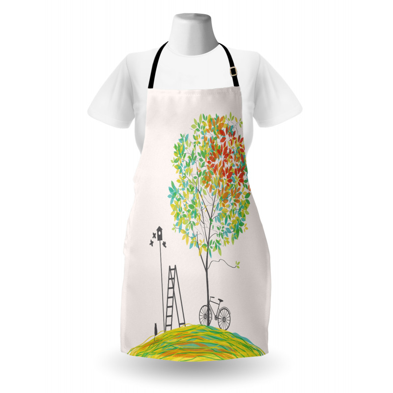 Bicycle Stairs Bird Apron